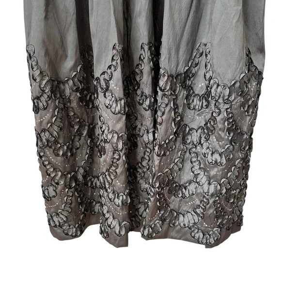 Ignite Evenings Black and Gray Embroidered Midi Dress, 14P - Picture 2 of 13